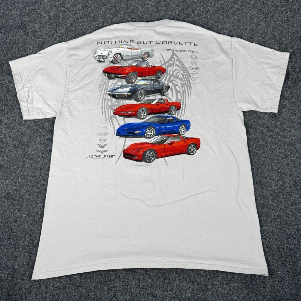 Gildan Nothing but Corvette T-Shirt Mens Size L Cotton Graphic Back Print USA